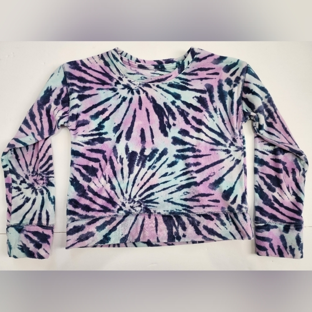 Kohls Girls So Cozy Crewneck Colorful Tie-Dye Kids Shirt Fleece Top, sz M (8)